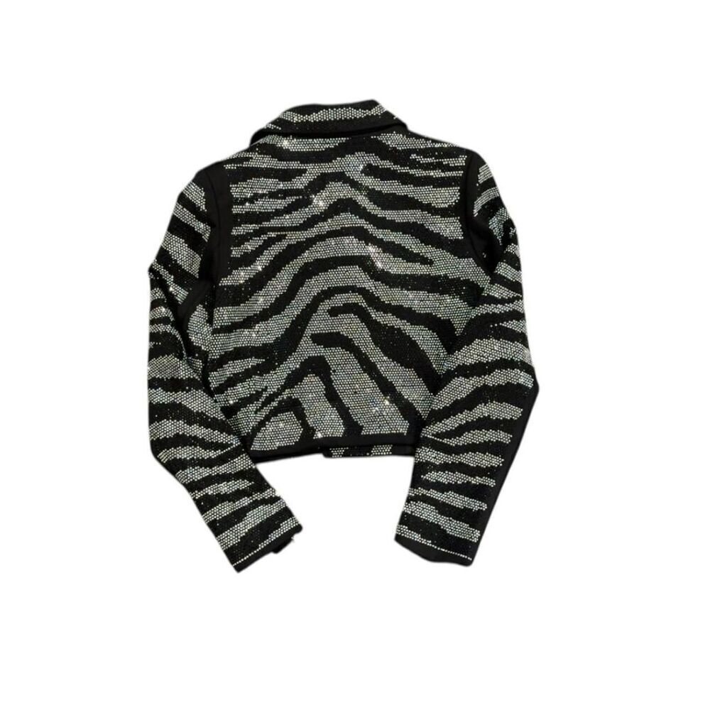 Dellore Black and silver zebra print sequin jacket - Picture 3 of 4